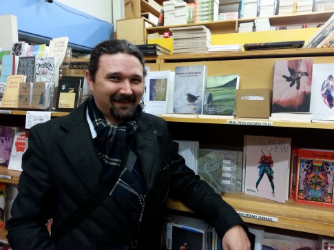 Me with my book at Powell's City of Books in downtown Portland.
