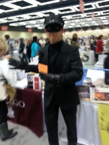 Kato(!!!) handing out flyers to the Enter the Poet reading last night