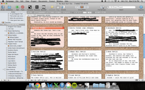 Some of my actual character notes in Scrivener. (I've redacted some details -- can't give everything away!)
