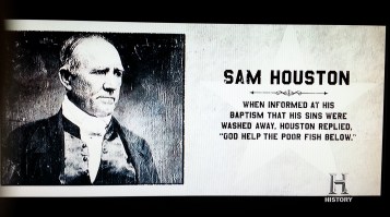 Most of the character cards at the end of the series were thin or bizarre, but I liked this one on Sam Houston.